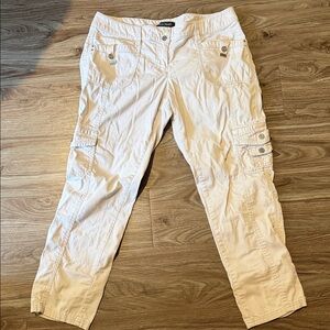 White House Black Market Cream Cargo Pants